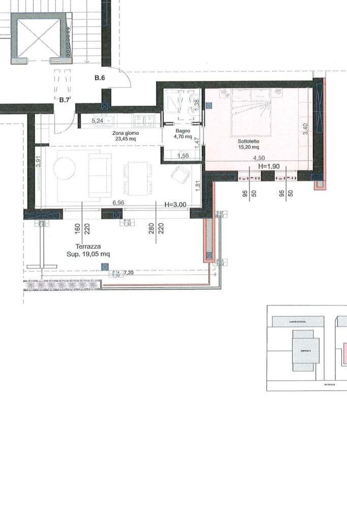 Two-room apartment via praga, Collecchio - floor plans 1