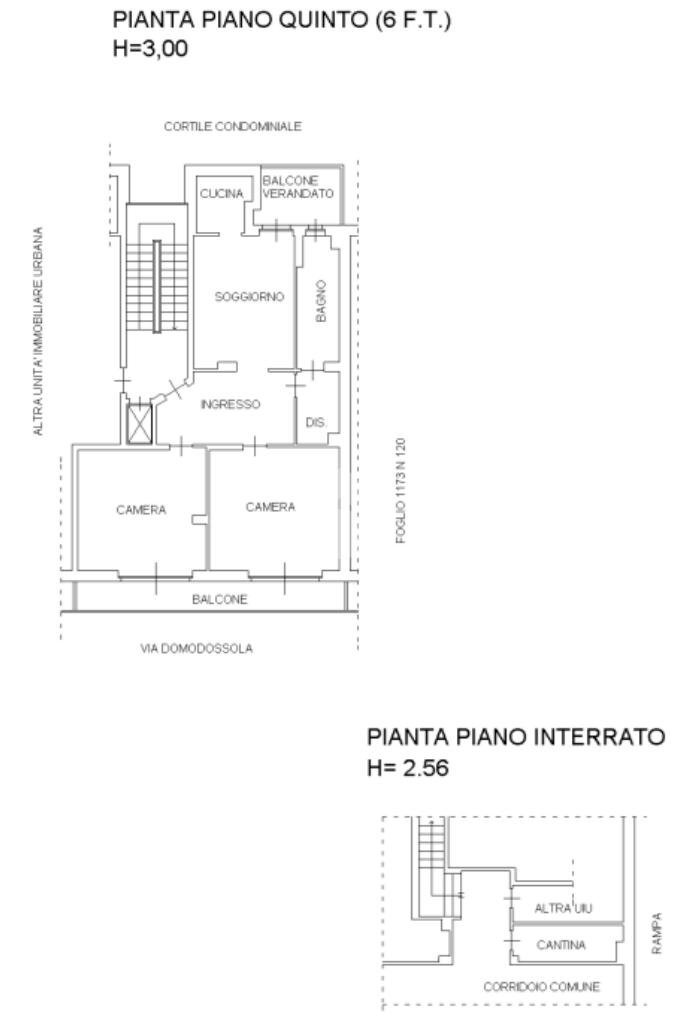 Trilocale Via Domodossola, Torino (zona Parella) - planimetria 1