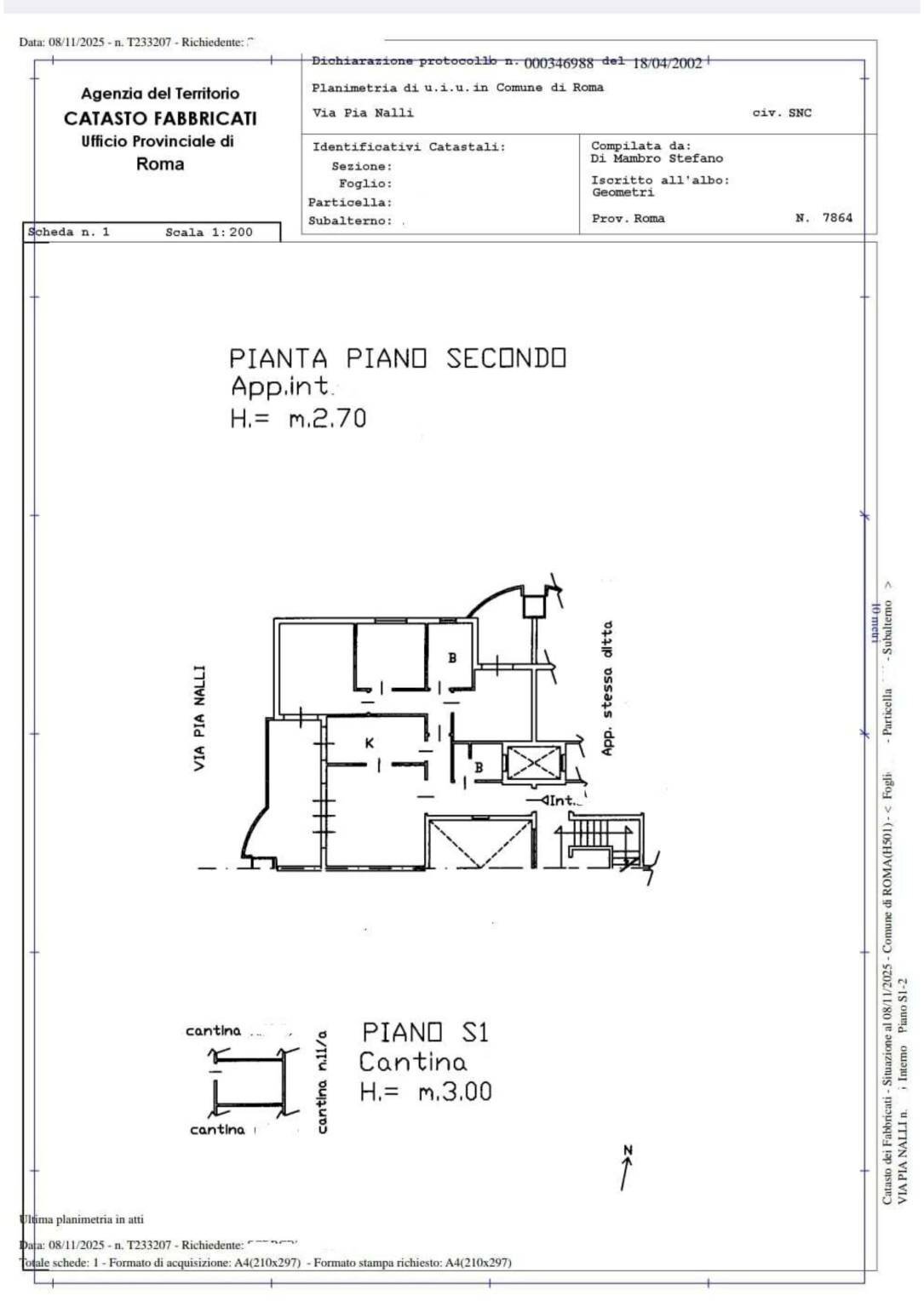 Quadrilocale via Pia Nalli, Roma - planimetria 1