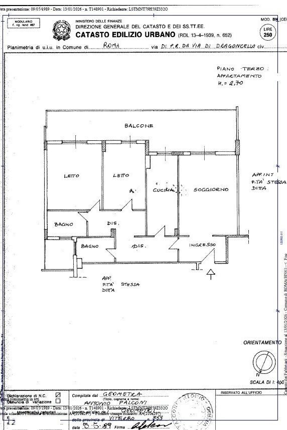 Trilocale viale Alessandro Ruspoli, Roma - planimetria 1