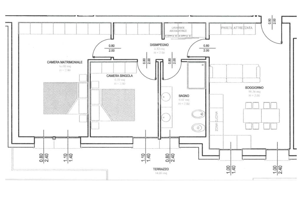 Three-room apartment Via Nazionale, Malalbergo - floor plans 1