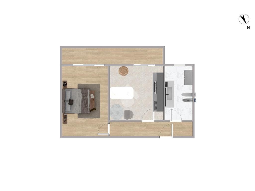One-room apartment Via Angelo Inganni, Milano (neighborhood Lorenteggio) - floor plans 1