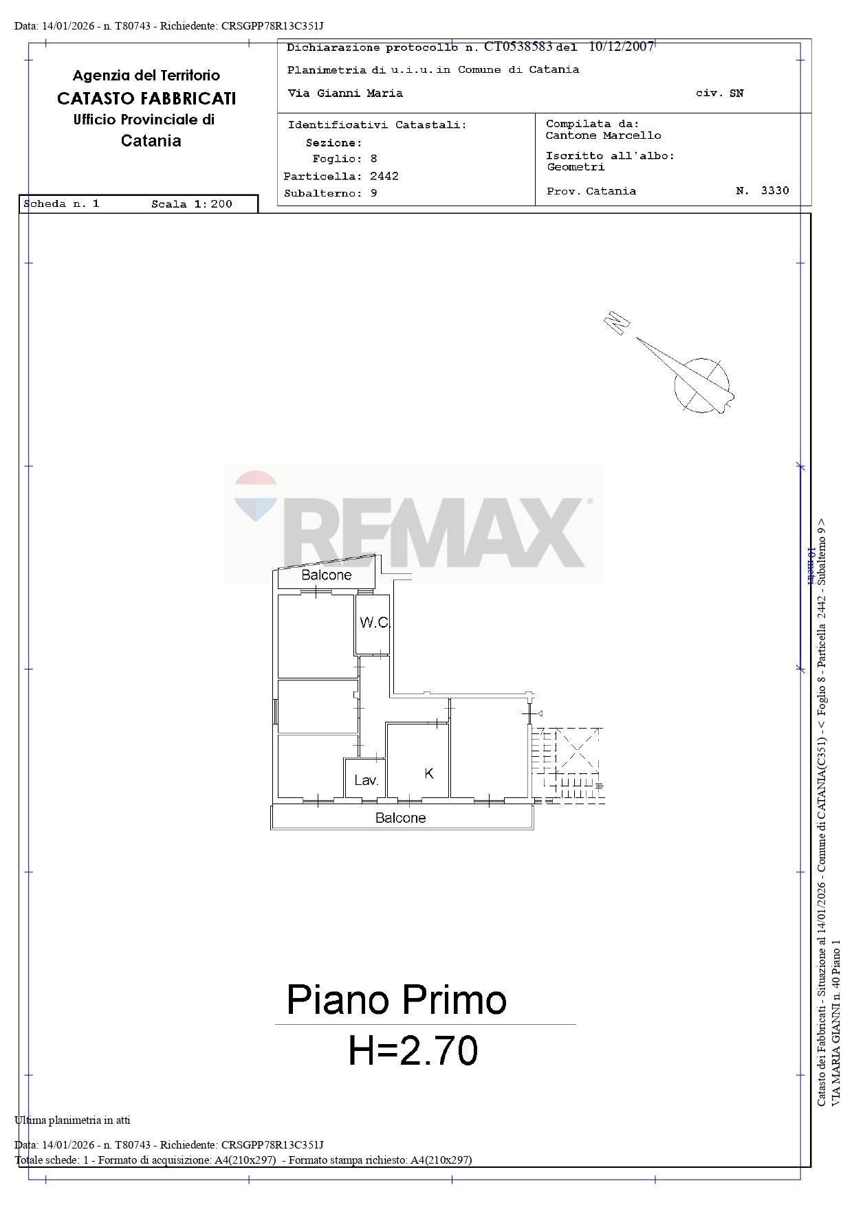 Pianta 2D - Quadrilocale Via Maria Gianni
 
40, Catania - planimetria 1