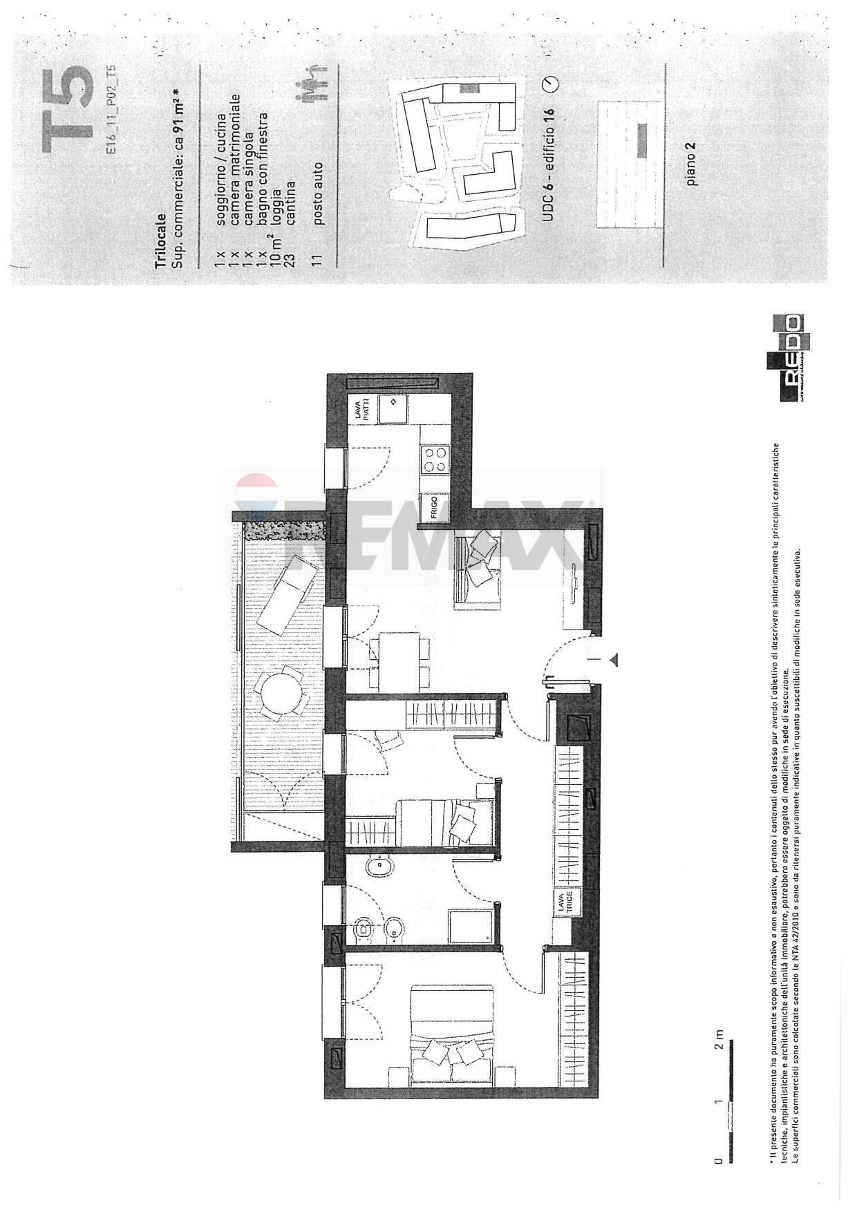 Pianta 2D - Trilocale Via Eugenio Colorni
 
6, Milano - planimetria 1