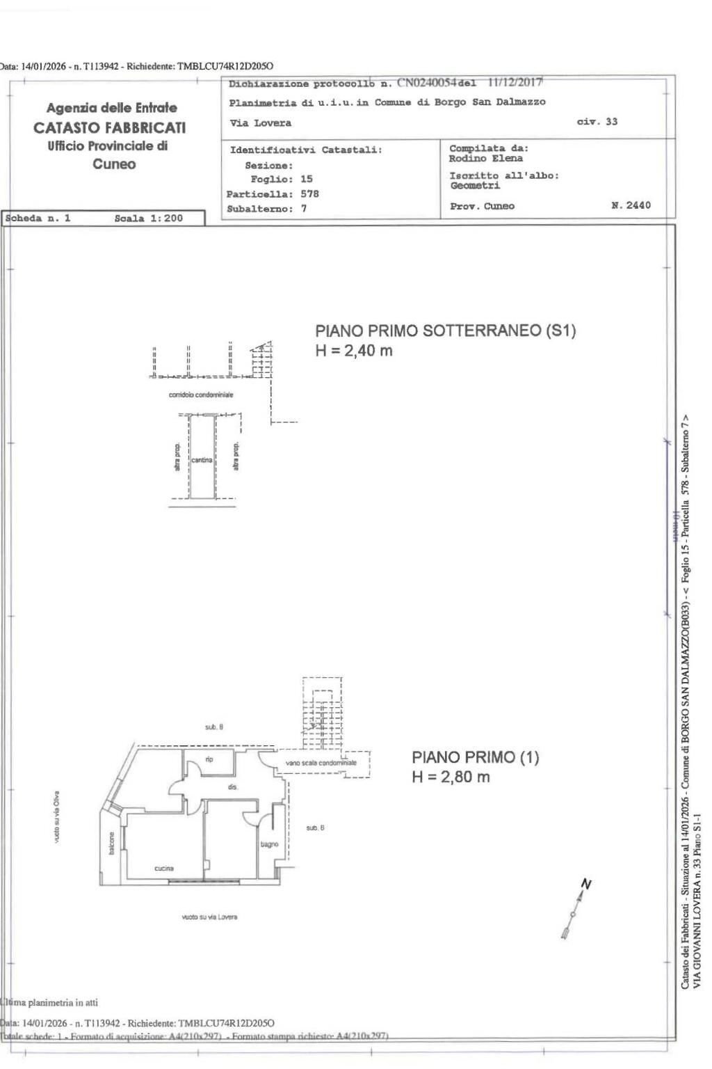 Quadrilocale via Giovanni Lovera, 33, Borgo San Dalmazzo - planimetria 1