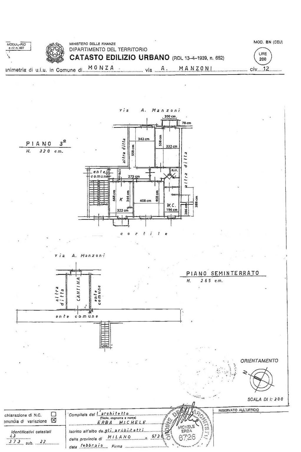 Three-room apartment via Alessandro Manzoni, 12, Monza - floor plans 1