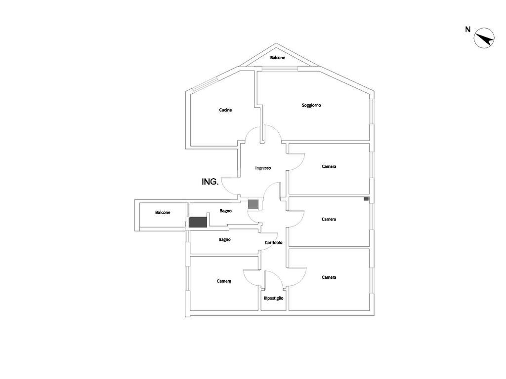 Apartment Via Carlo Alberto Pisani Dossi, Milano (neighborhood Feltre) - floor plans 1