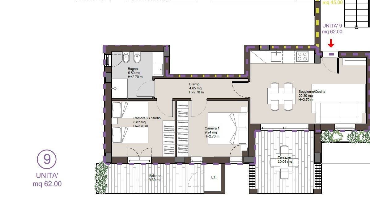 Foto 2 - Trilocale via 2 giugno, Porto San Giorgio - planimetria 1