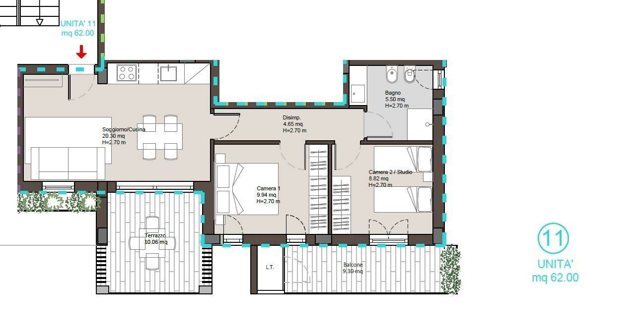 Foto 18 - Bilocale via aspromonte, Porto San Giorgio - planimetria 1