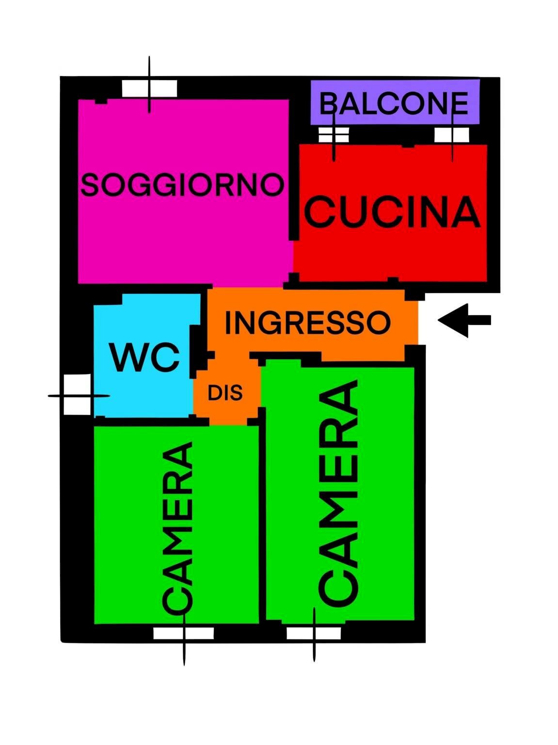 Three-room apartment via Valsassina, Milano - floor plans 1