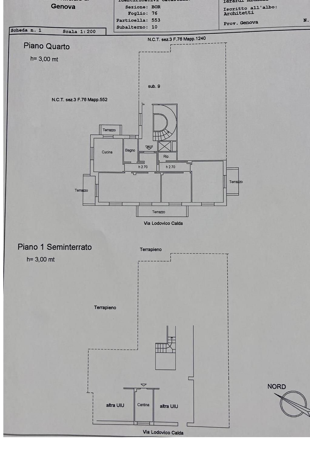 Three-room apartment via Lodovico Calda, 31, Genova (neighborhood Sestri Ponente) - floor plans 1