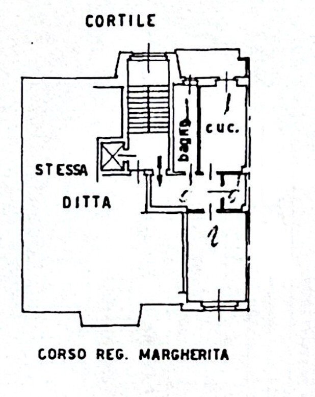Bilocale corso Regina Margherita, 7, Torino (zona Vanchiglia) - planimetria 1