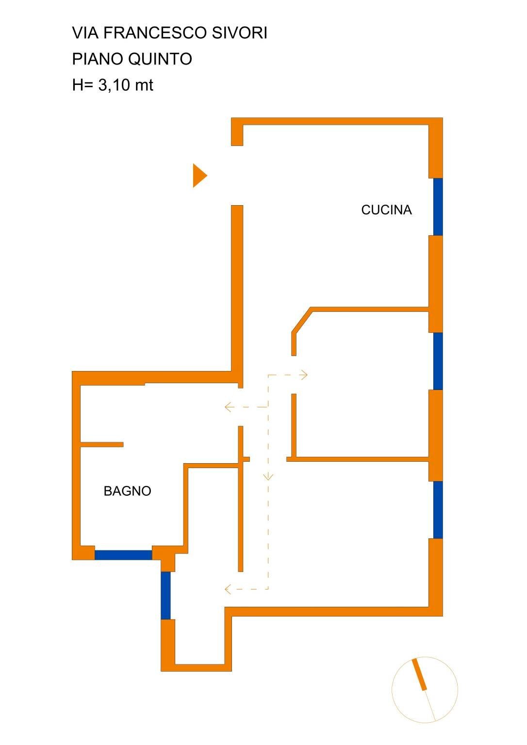 Three-room apartment via Francesco Sivori, 8, Genova (neighborhood Castelletto) - floor plans 1