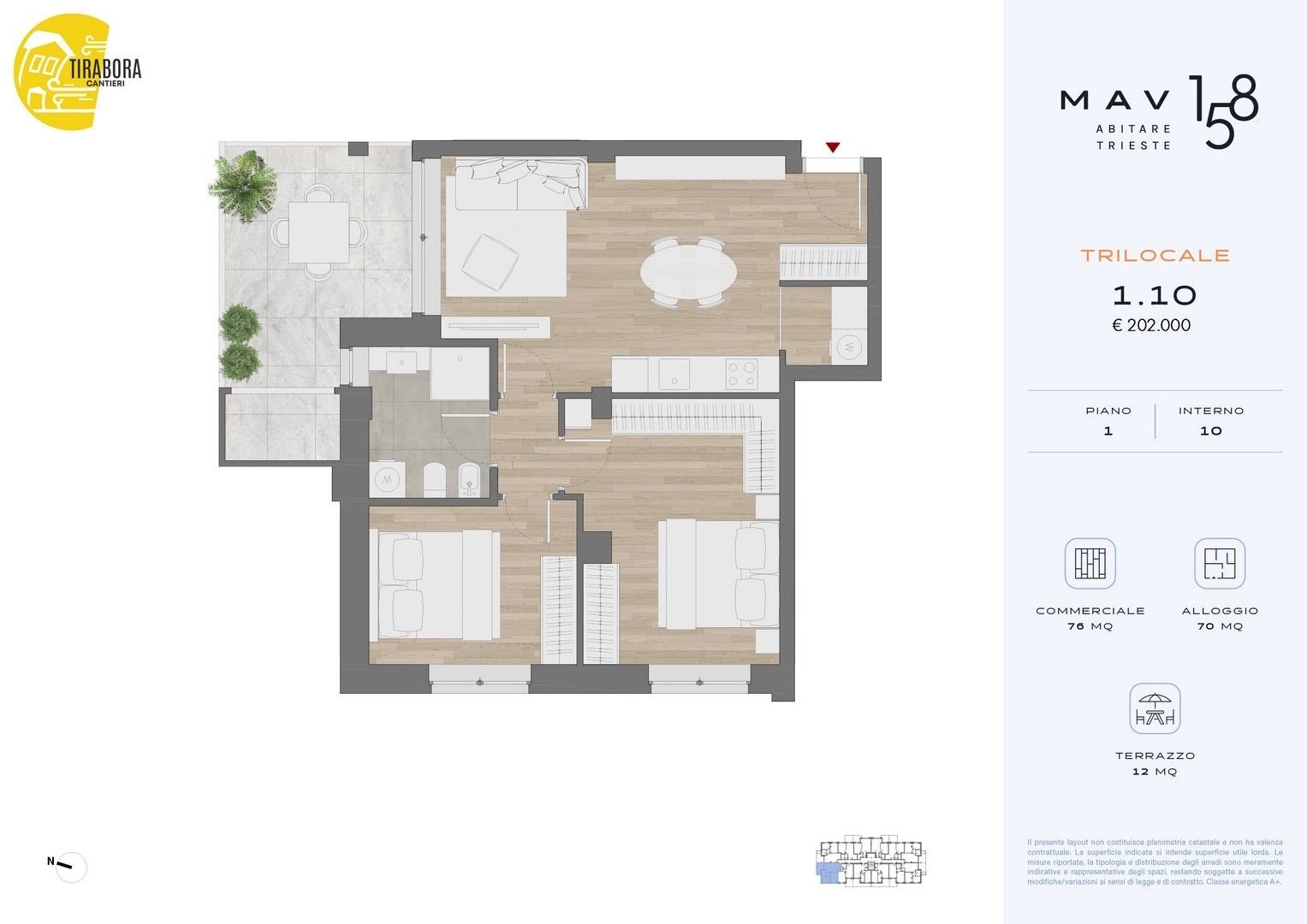 Trilocale via del Molino a Vento, 158, Trieste - planimetria 1