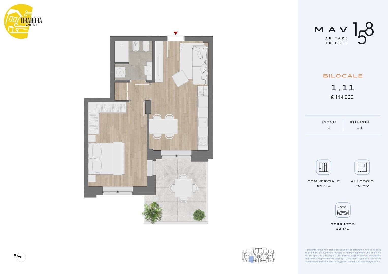 Bilocale via del Molino a Vento, 158, Trieste - planimetria 1