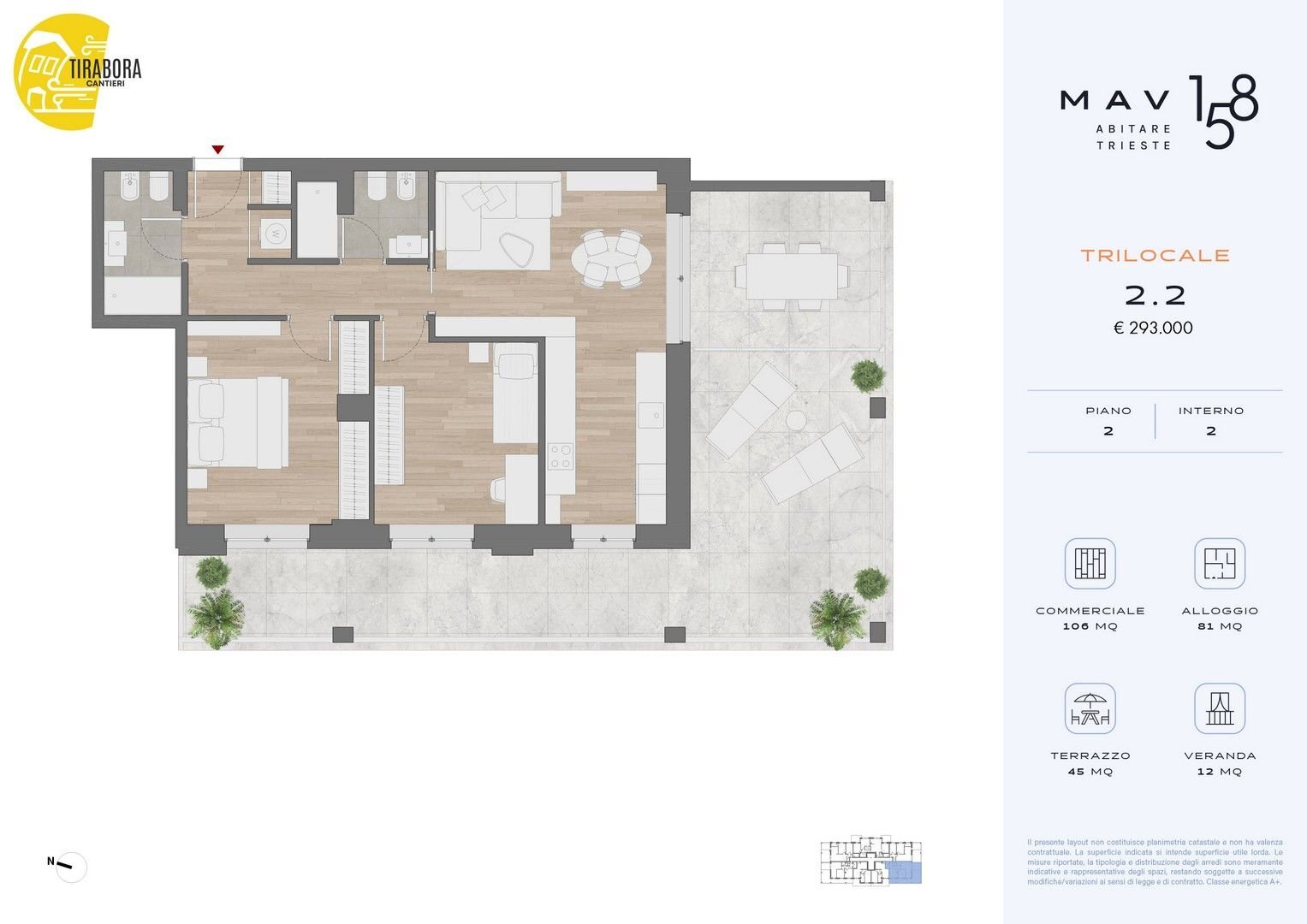 Trilocale via del Molino a Vento, 158, Trieste - planimetria 1
