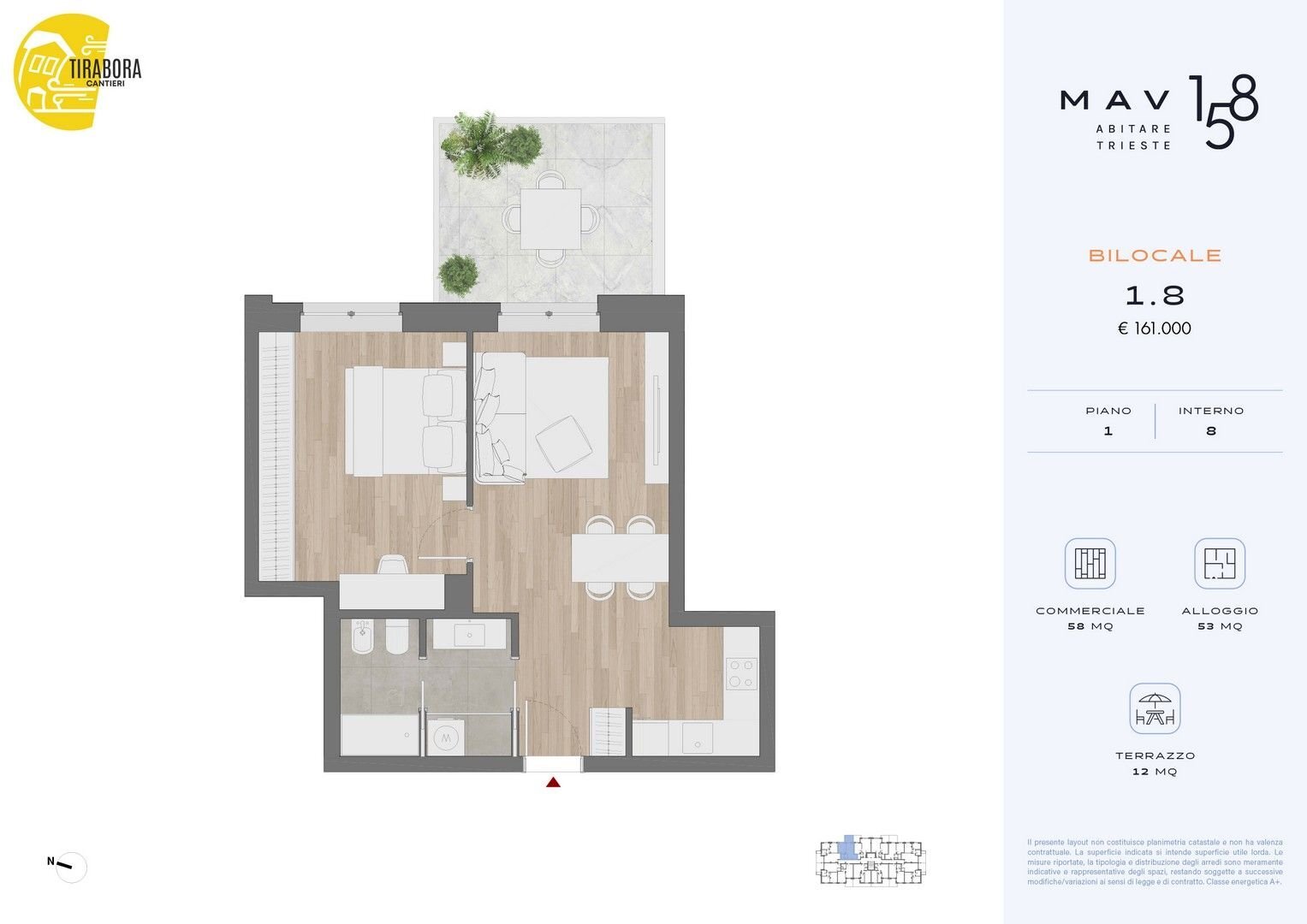 Two-room apartment via del Molino a Vento, 158, Trieste - floor plans 1