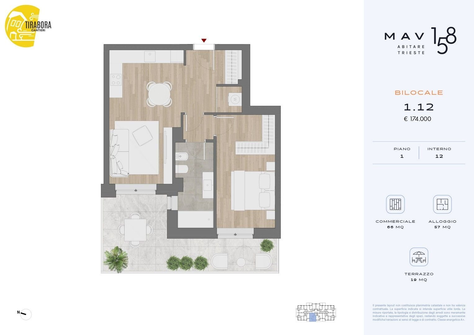 Bilocale via del Molino a Vento, 158, Trieste - planimetria 1