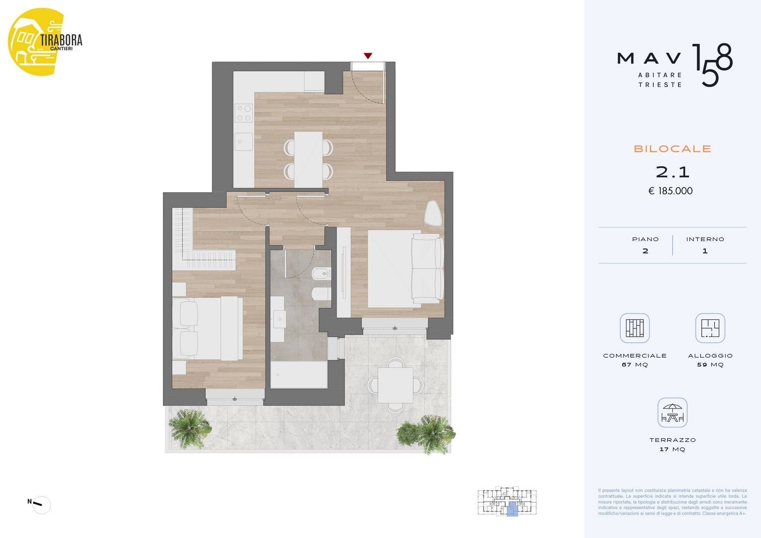Bilocale via del Molino a Vento, 158, Trieste - planimetria 1