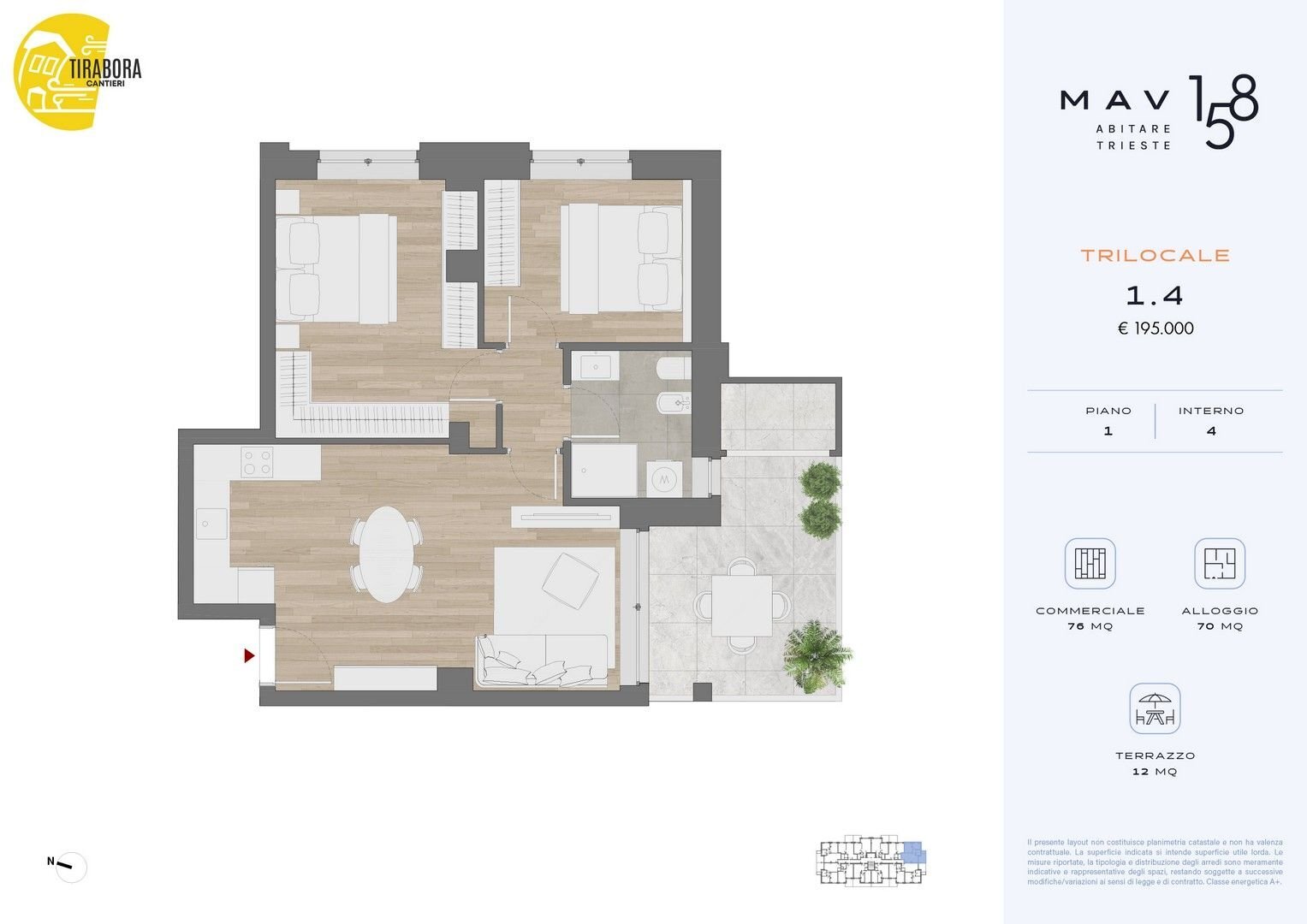 Trilocale via del Molino a Vento, 158, Trieste - planimetria 1