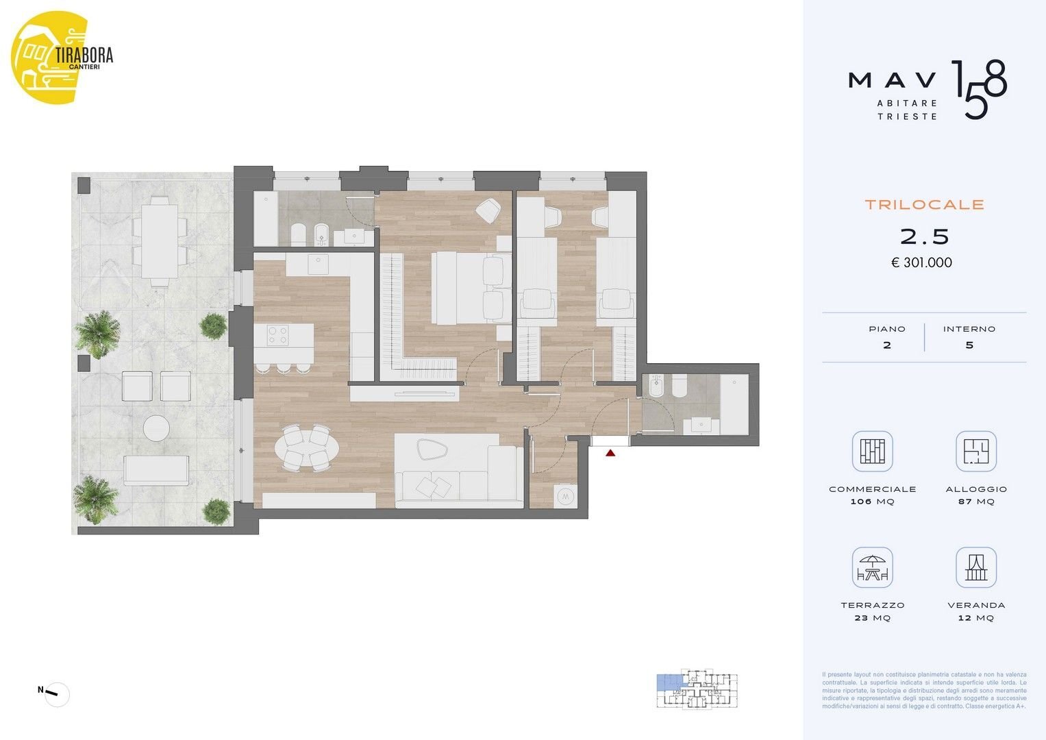 Trilocale via del Molino a Vento, 158, Trieste - planimetria 1