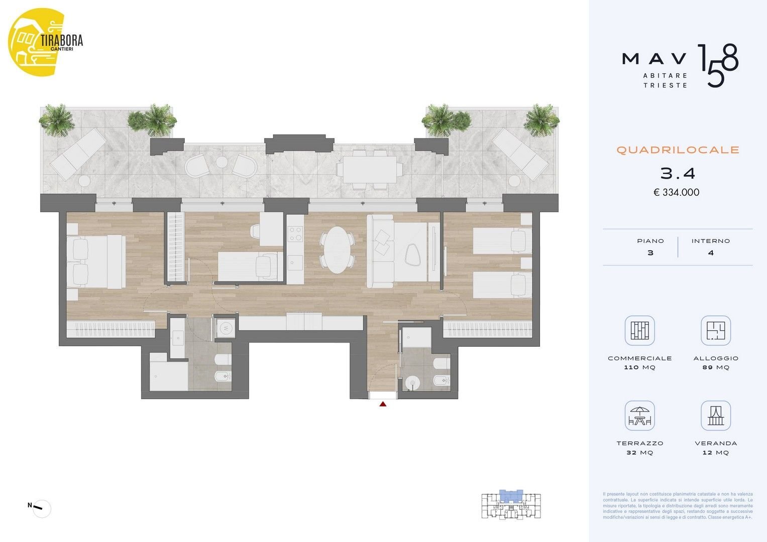 Quadrilocale via del Molino a Vento, 158, Trieste - planimetria 1