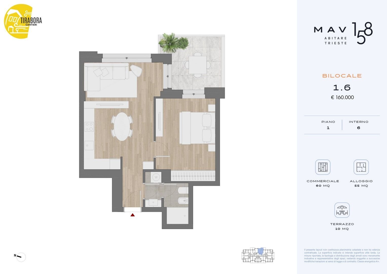 Bilocale via del Molino a Vento, 158, Trieste - planimetria 1