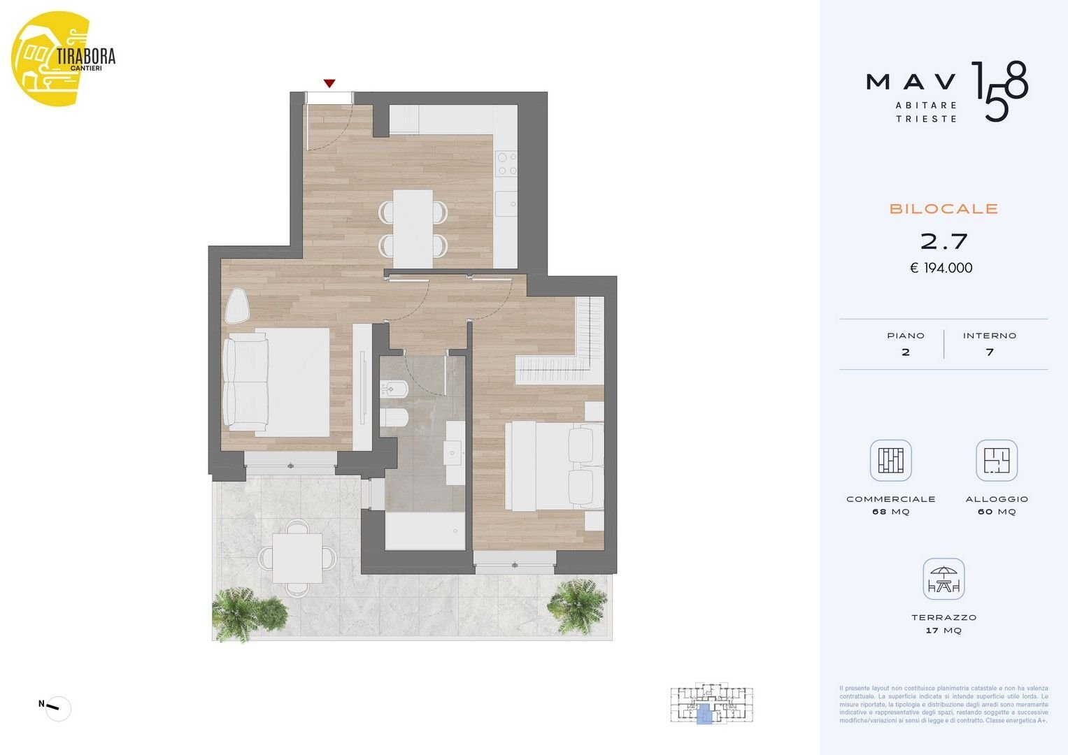 Bilocale via del Molino a Vento, 158, Trieste - planimetria 1