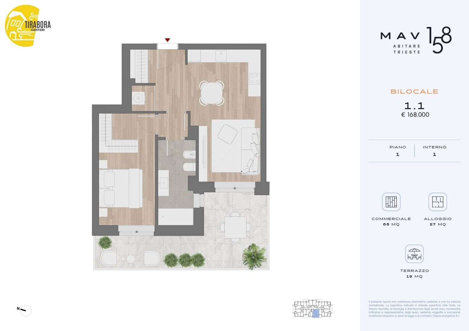 Bilocale via del Molino a Vento, 158, Trieste - planimetria 1
