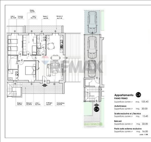 Pianta 2D - Quadrilocale Via Palestro, Brembate di Sopra - planimetria 1