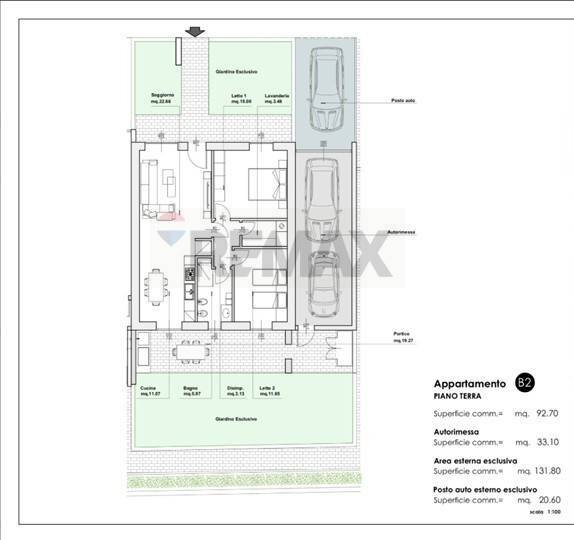 Pianta 2D - Trilocale Via Palestro, Brembate di Sopra - planimetria 1