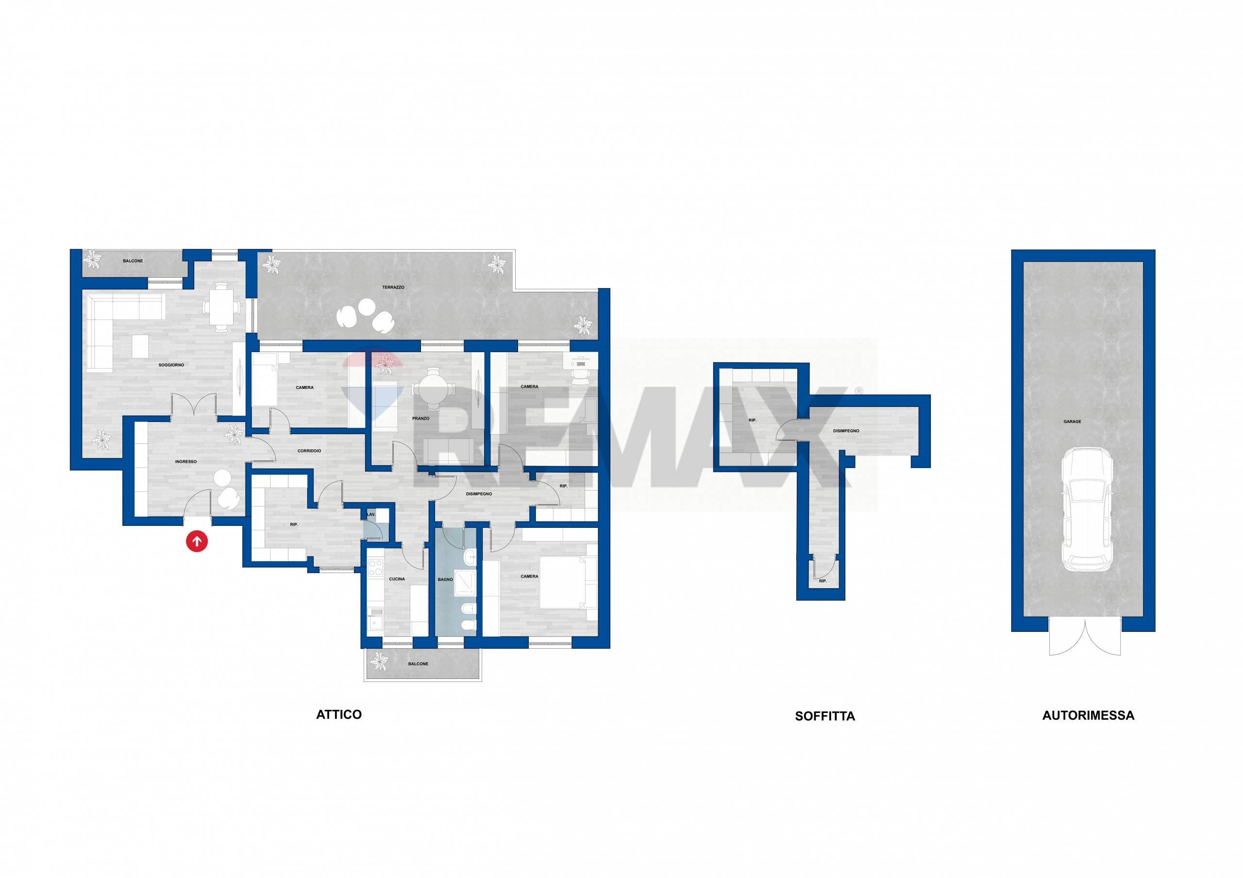 Pianta 2D - Attico Viale Dante Aligheri
 
12, Sassari - planimetria 1