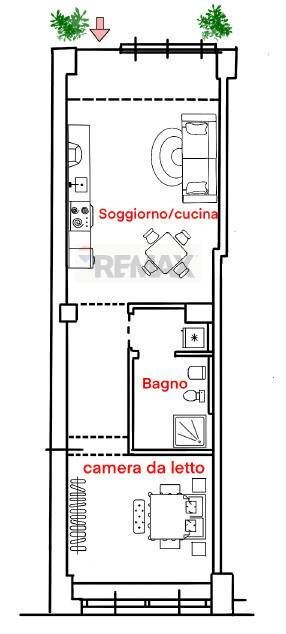 Pianta 2D - Two-room apartment Milano - floor plans 1