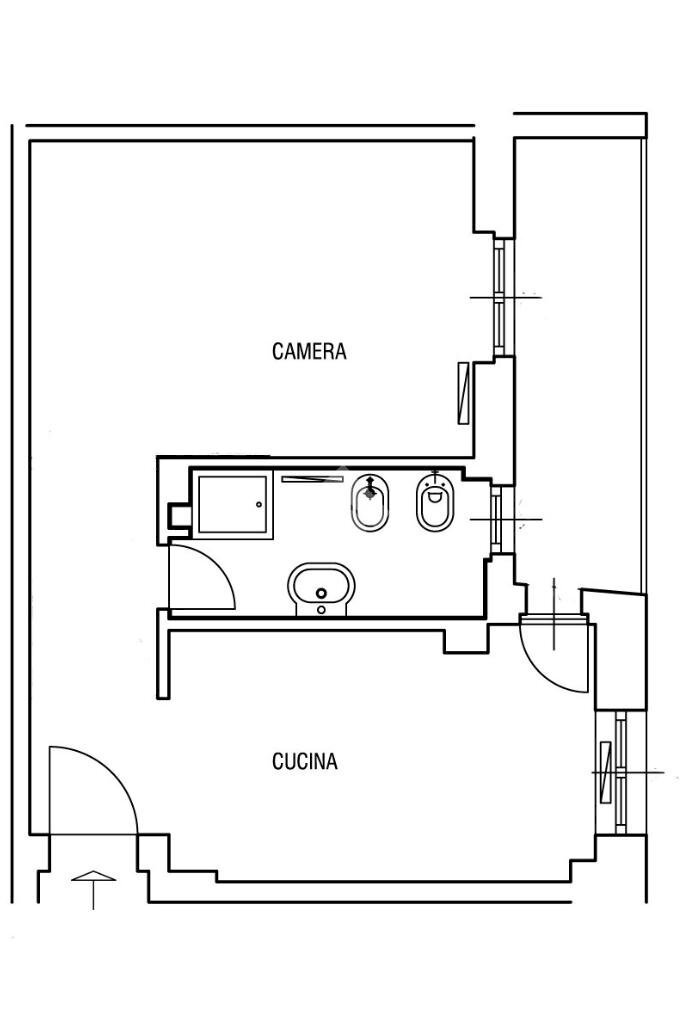 One-room apartment Via Vallarsa, Milano (neighborhood Ticinese) - floor plans 1