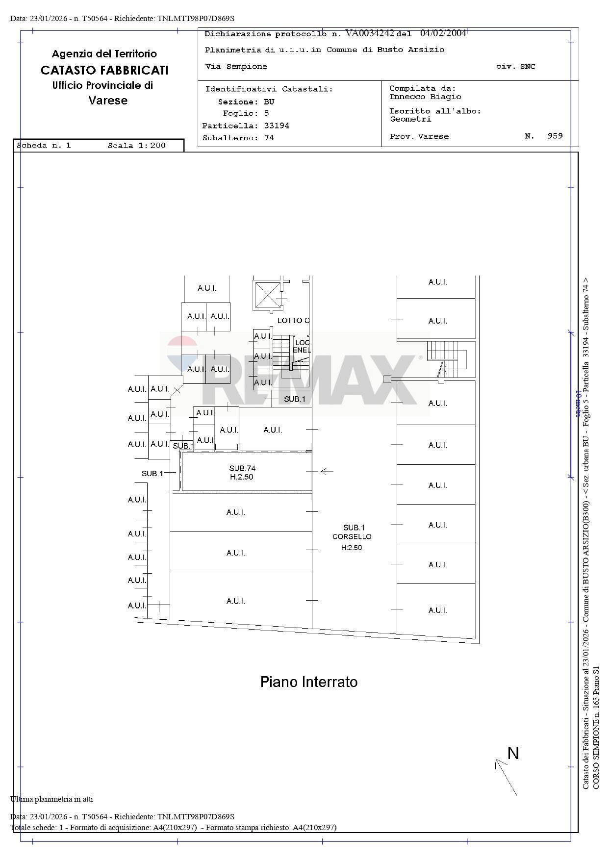 Pianta 2D - Trilocale Corso Sempione
 
165, Busto Arsizio - planimetria 1