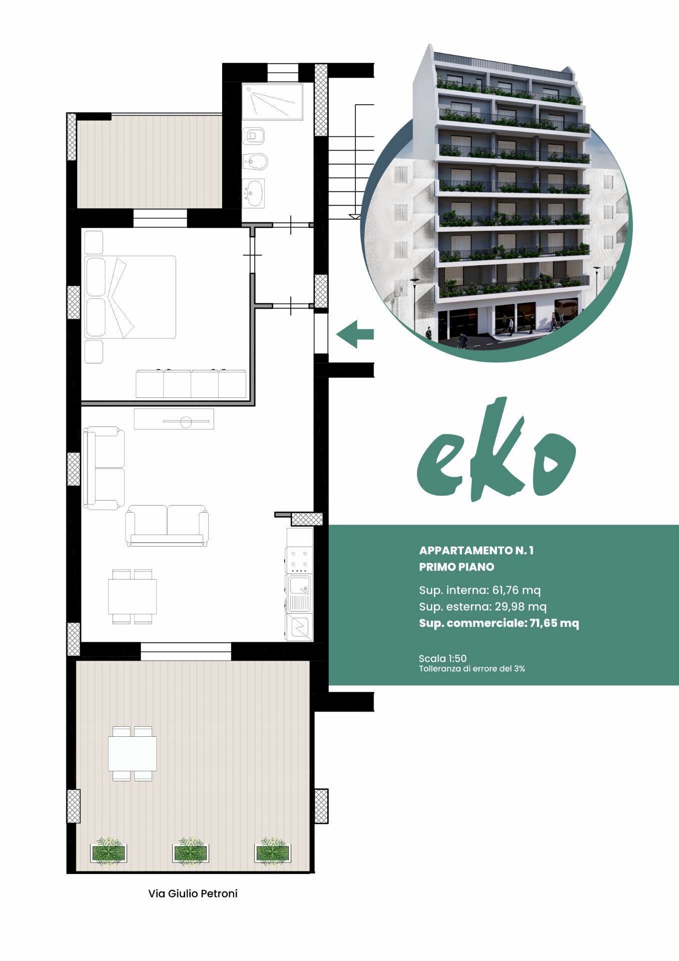 Foto 19 - Bilocale Via Giulio Petroni
 
62, Bari - planimetria 1