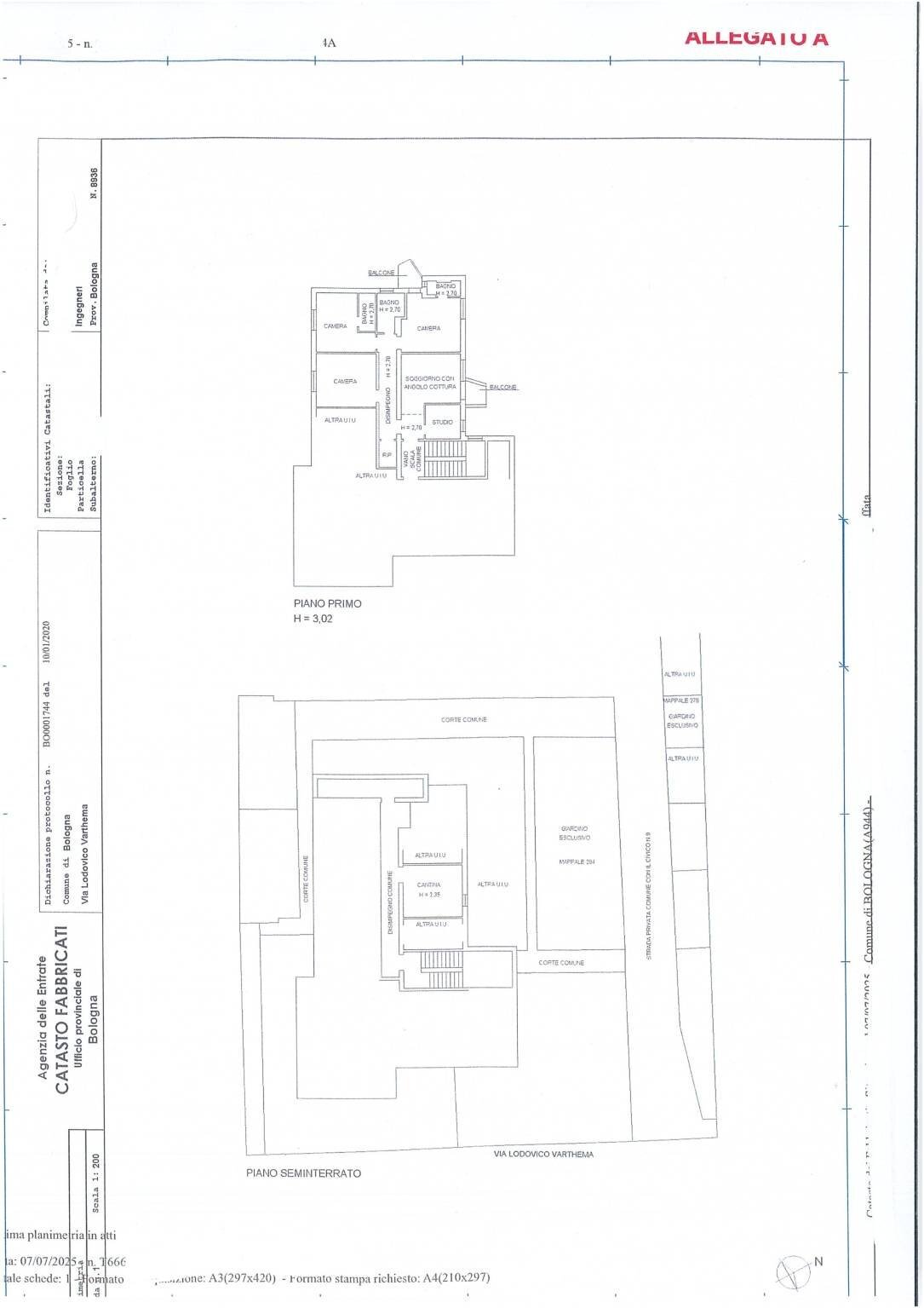 Apartment via Lodovico Varthema, Bologna (neighborhood Colli) - floor plans 1