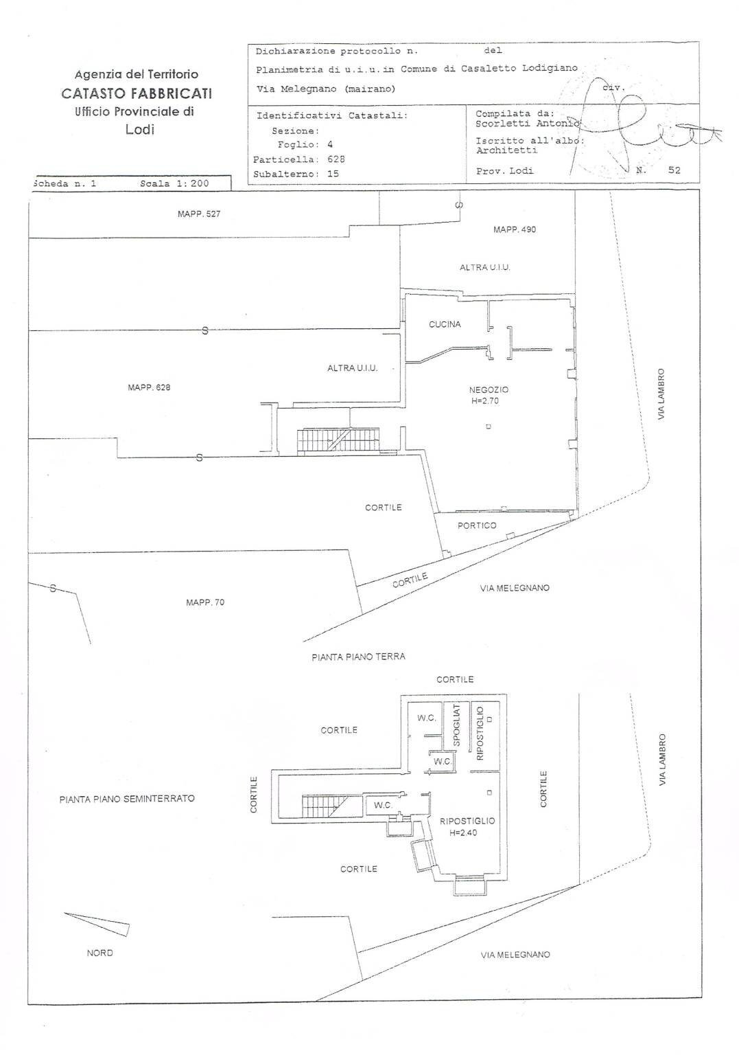 Shop via Melegnano, Casaletto Lodigiano - floor plans 1