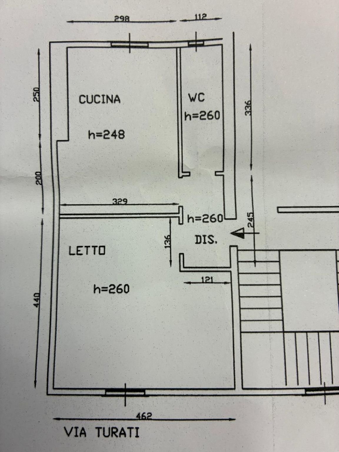 Bilocale via Filippo Turati, 30, Bologna (zona Costa Saragozza) - planimetria 1