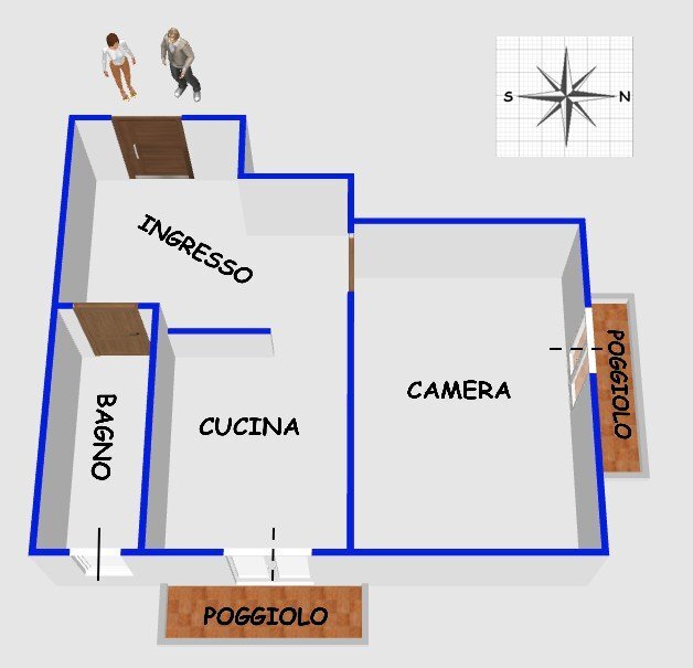 Two-room apartment via Leonardo Cocito, 9, Genova (neighborhood Albaro) - floor plans 1