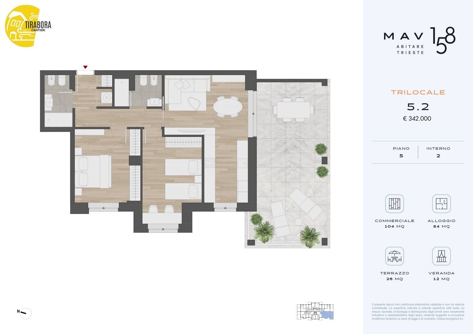 Trilocale via del Molino a Vento, 158, Trieste - planimetria 1