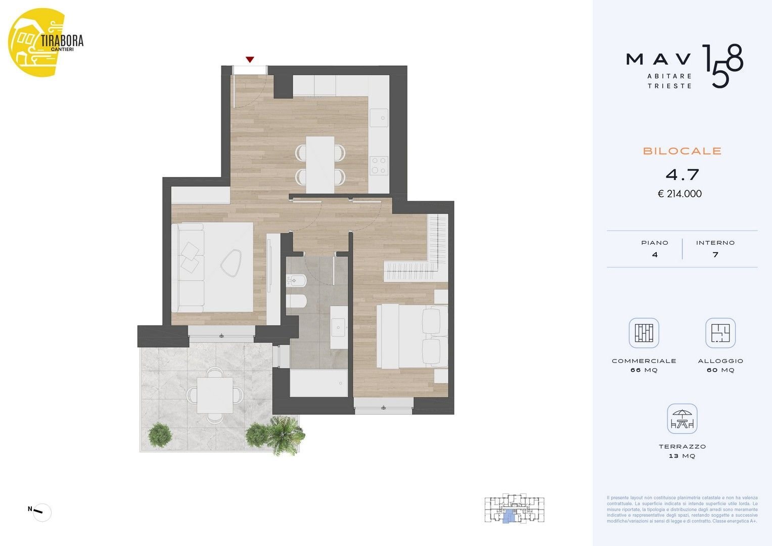 Two-room apartment via del Molino a Vento, 158, Trieste - floor plans 1