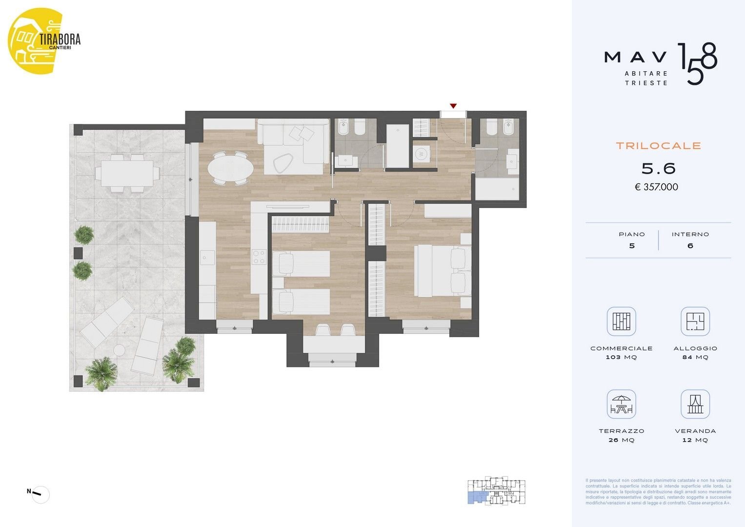 Three-room apartment via del Molino a Vento, 158, Trieste - floor plans 1