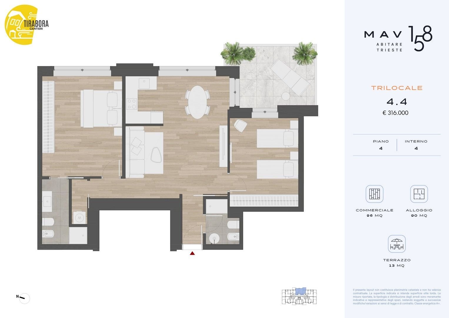 Trilocale via del Molino a Vento, 158, Trieste - planimetria 1
