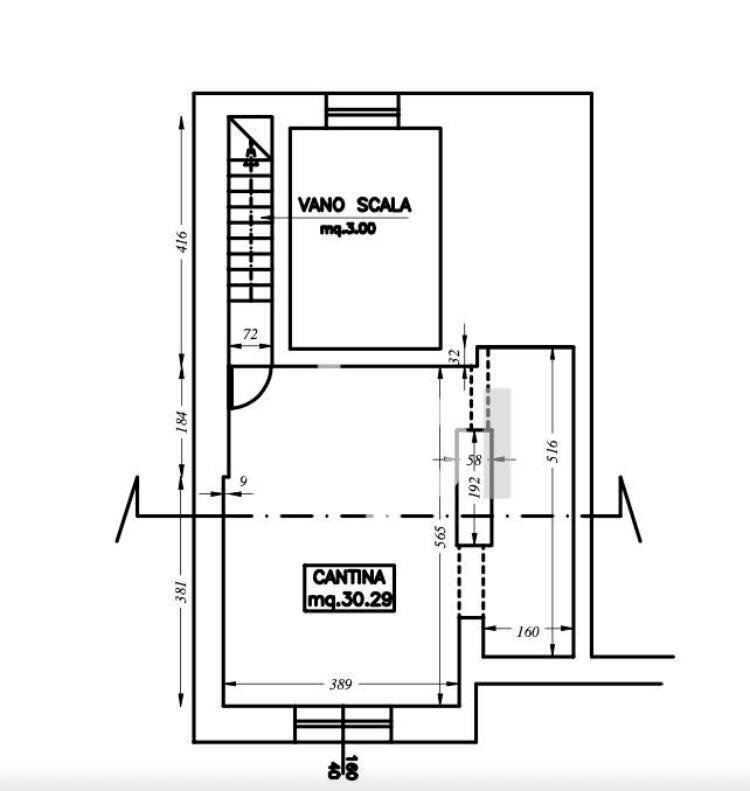 piantina seminterrato - Quadrilocale Verucchio - planimetria 1