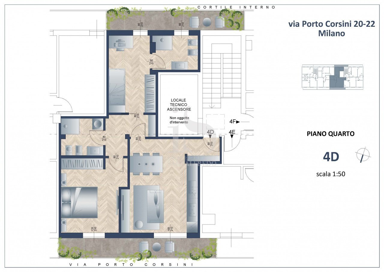 Bilocale VIA PORTO CORSINI, 22, Milano (zona Villa San Giovanni) - planimetria 1