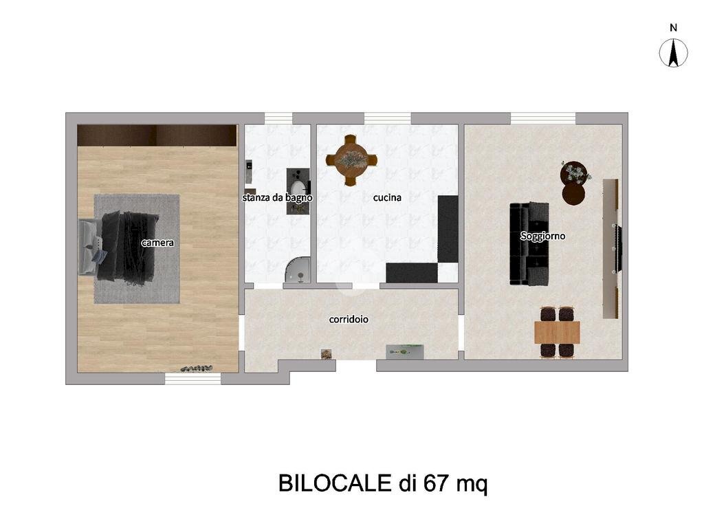 Two-room apartment Via E. Toti, Abbiategrasso - floor plans 1