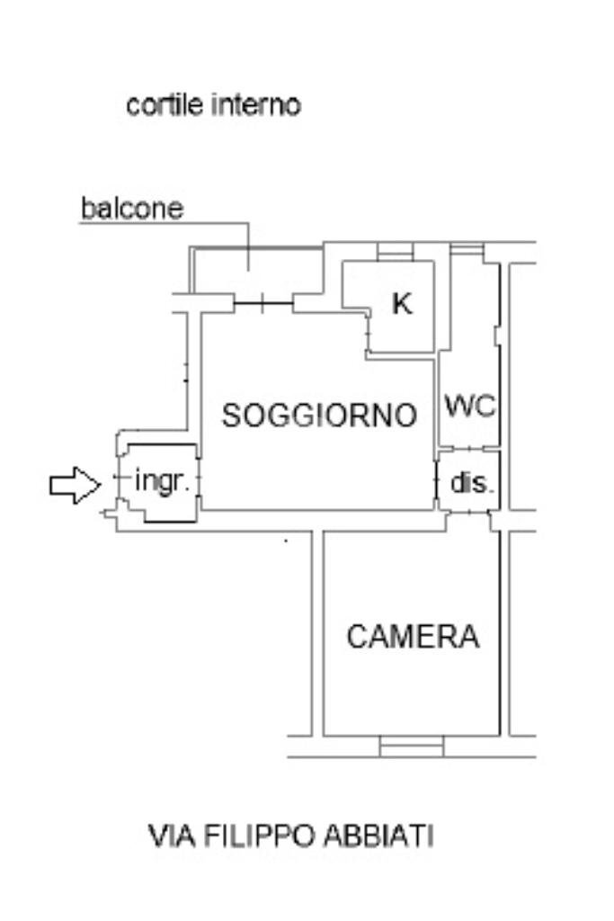 Bilocale Via Privata Filippo Abbiati, Milano (zona San Siro) - planimetria 1