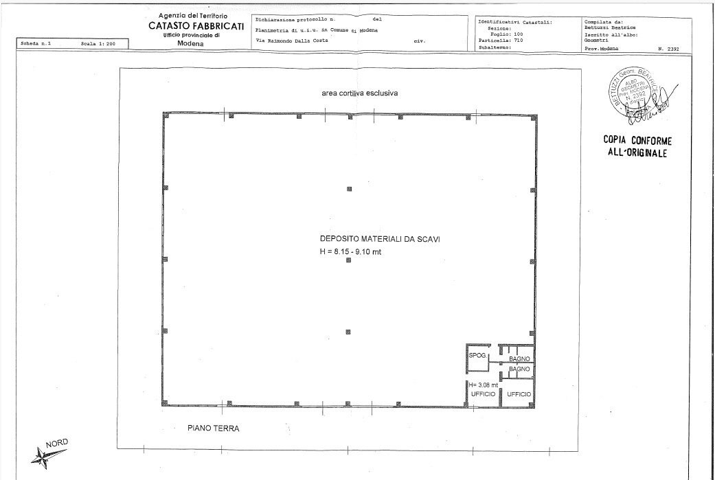 Planimetria Capannone.jpg - Not Food via Raimondo dalla Costa 457, Modena - floor plans 1