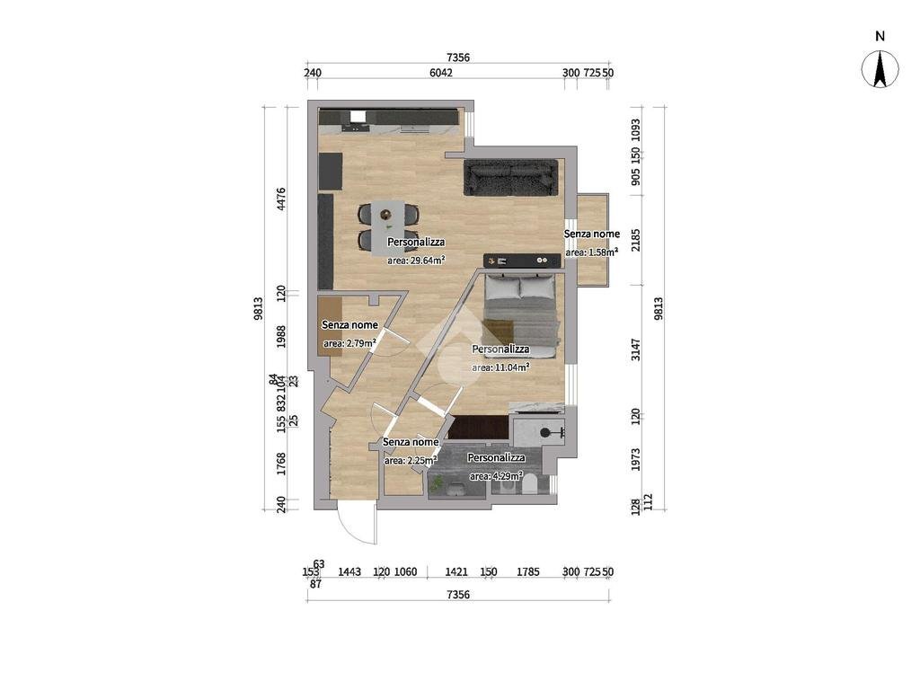 Two-room apartment Via Jacopo Palma, Milano (neighborhood Gambara) - floor plans 1